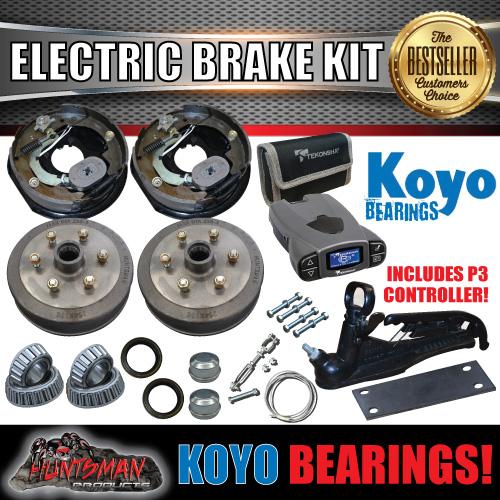 10" 6 Stud Trailer Electric Brake, Coupling Kit & p3 Controller + Jap Bearings