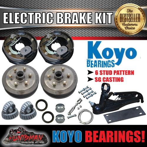 10" 6 Stud Trailer Electric Brake & Coupling Kit + Japanese Bearings!